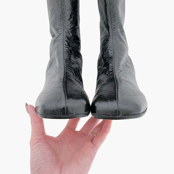 MM6 Maison Margiela Tin Can Boots EU 38 US 7 Black Knee High Block Heel Tall - Picture 8 of 13